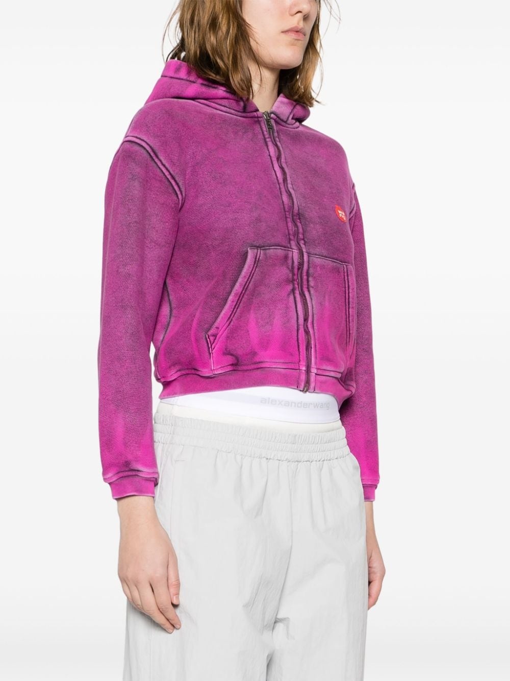 美品 ALEXANDER WANG Logo Sweat Set Up PUFF LOGO HOODIE IN STRUCTURED TERRY in BLACK | alexanderwang®