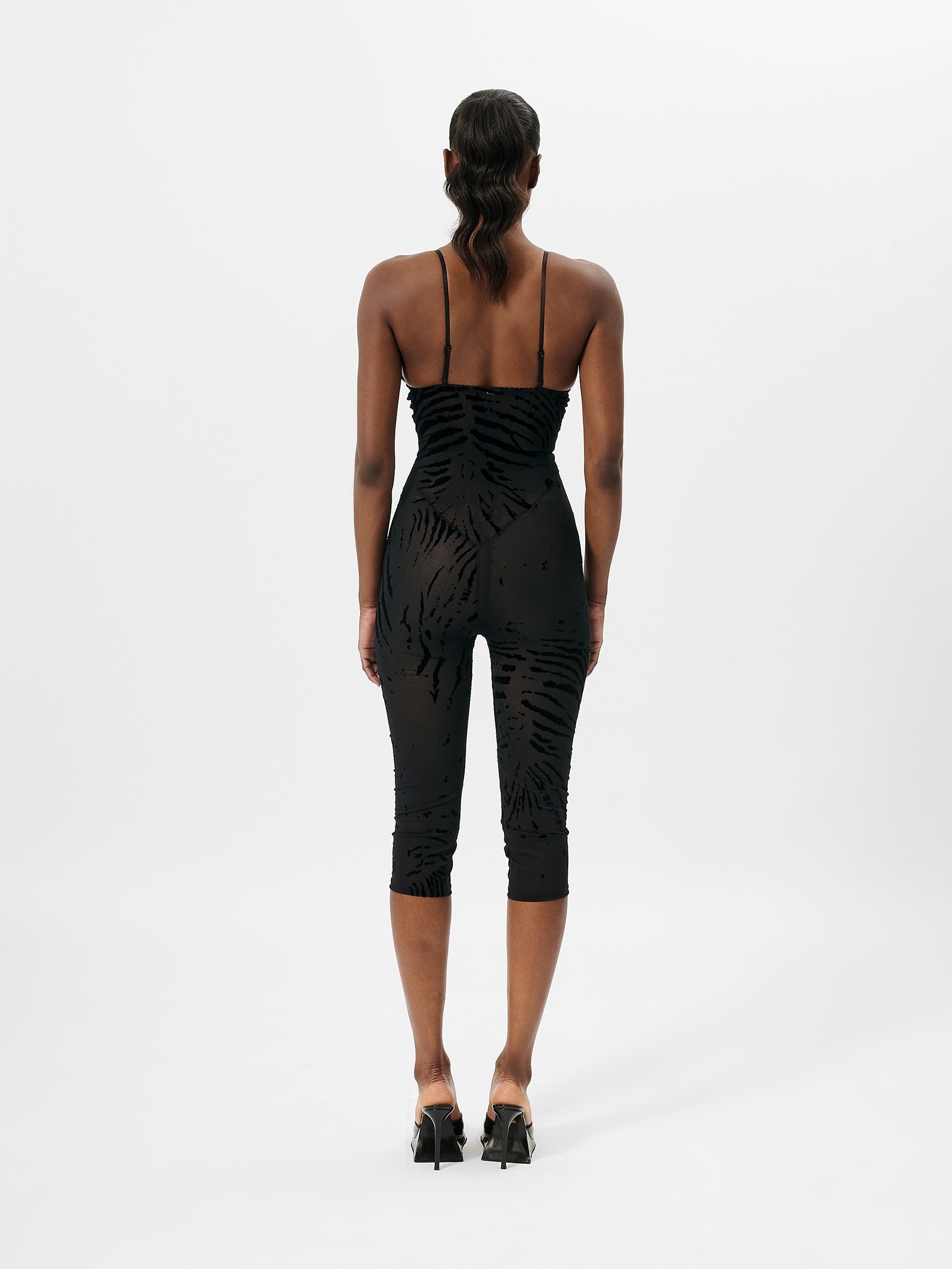 SCARLETT PEDAL PUSHER JUMPSUIT BLACK ZEBRA PRINT - 4