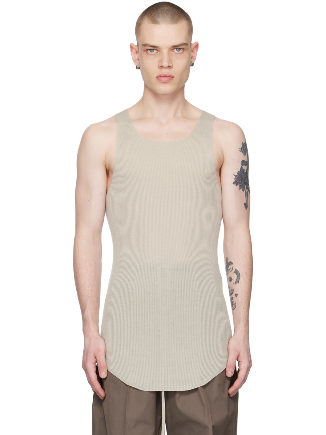 Off-White Ribbed Tank Top - 1