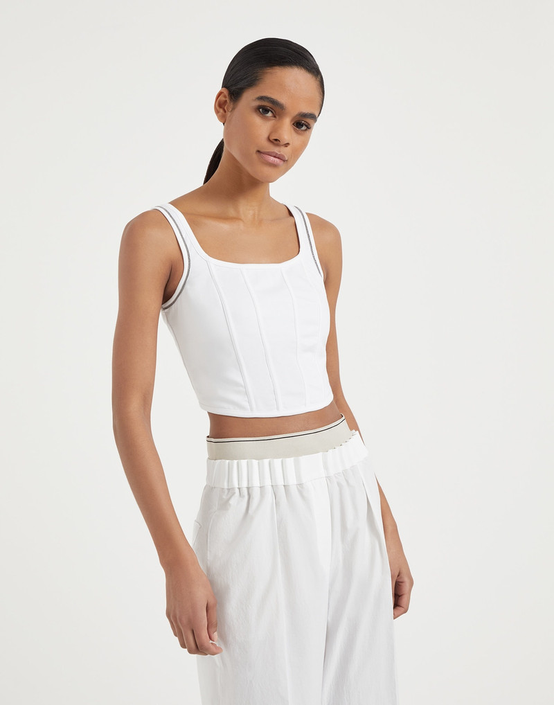 Couture interlock top with shiny contrast trims 1