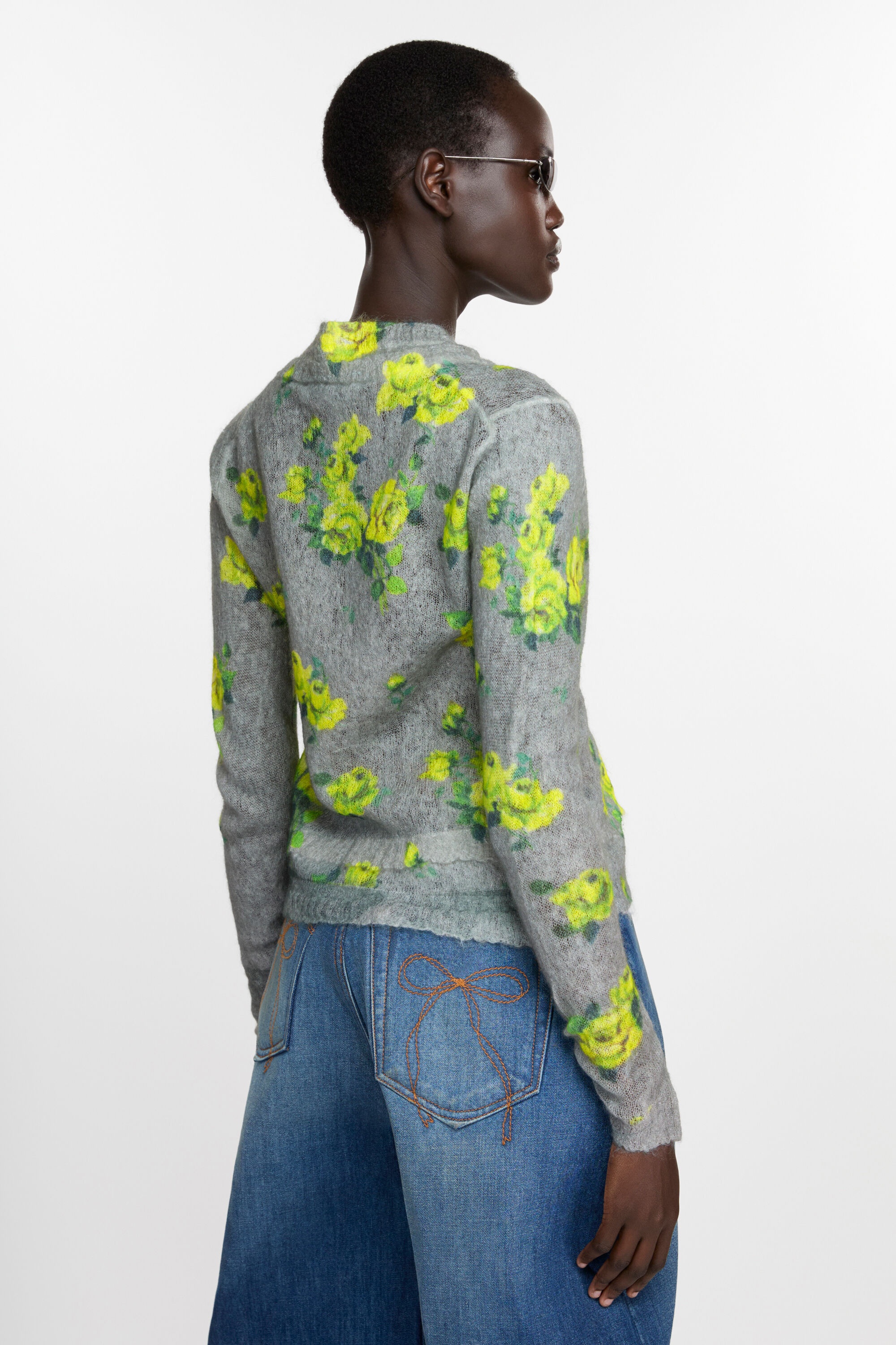 Layered mohair cardigan - Grey/multi - 3