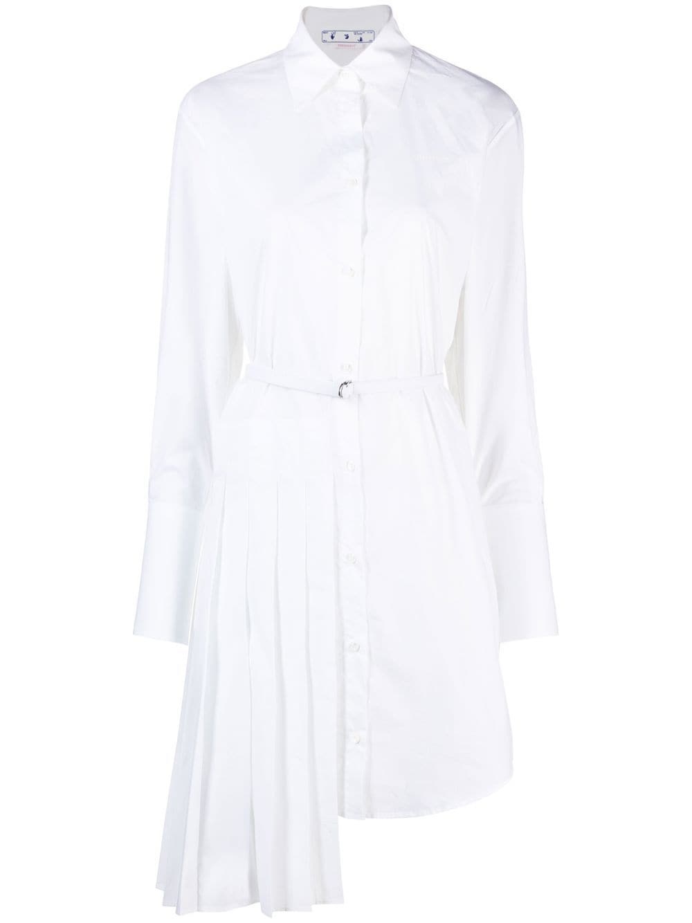 asymmetric pleated shirt dress - 1