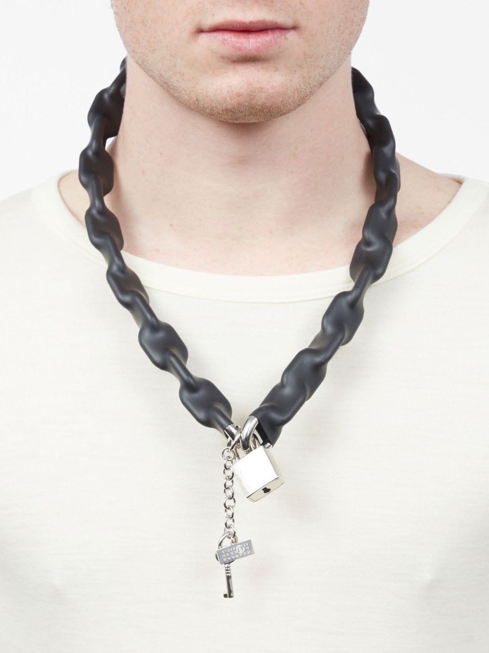 padlock chain-link necklace - 5