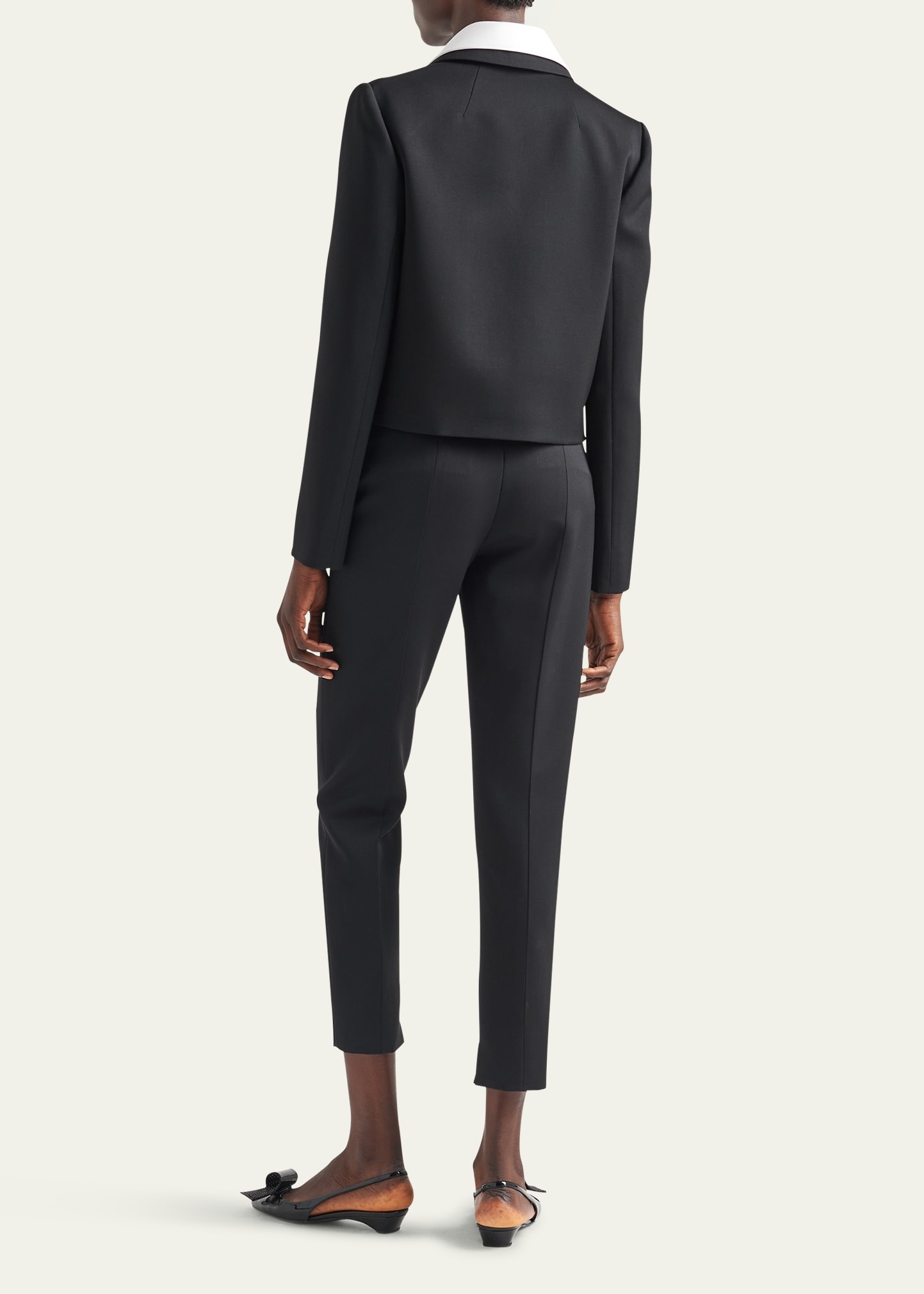 Cropped Wool Cigarette Pants with Crystal Buttons - 3