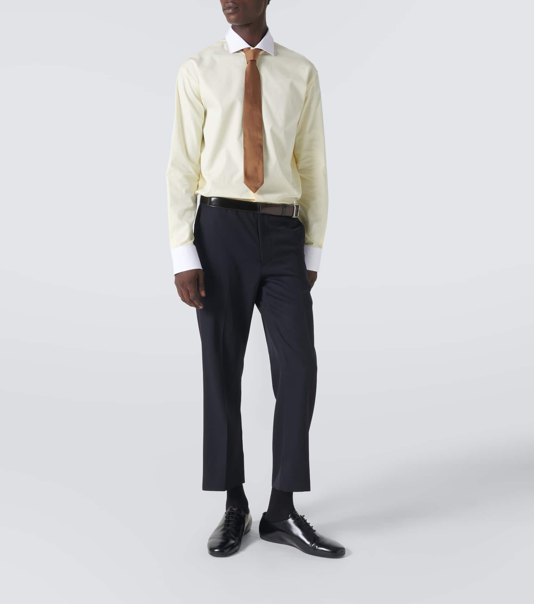 Belted wool gabardine straight pants - 2