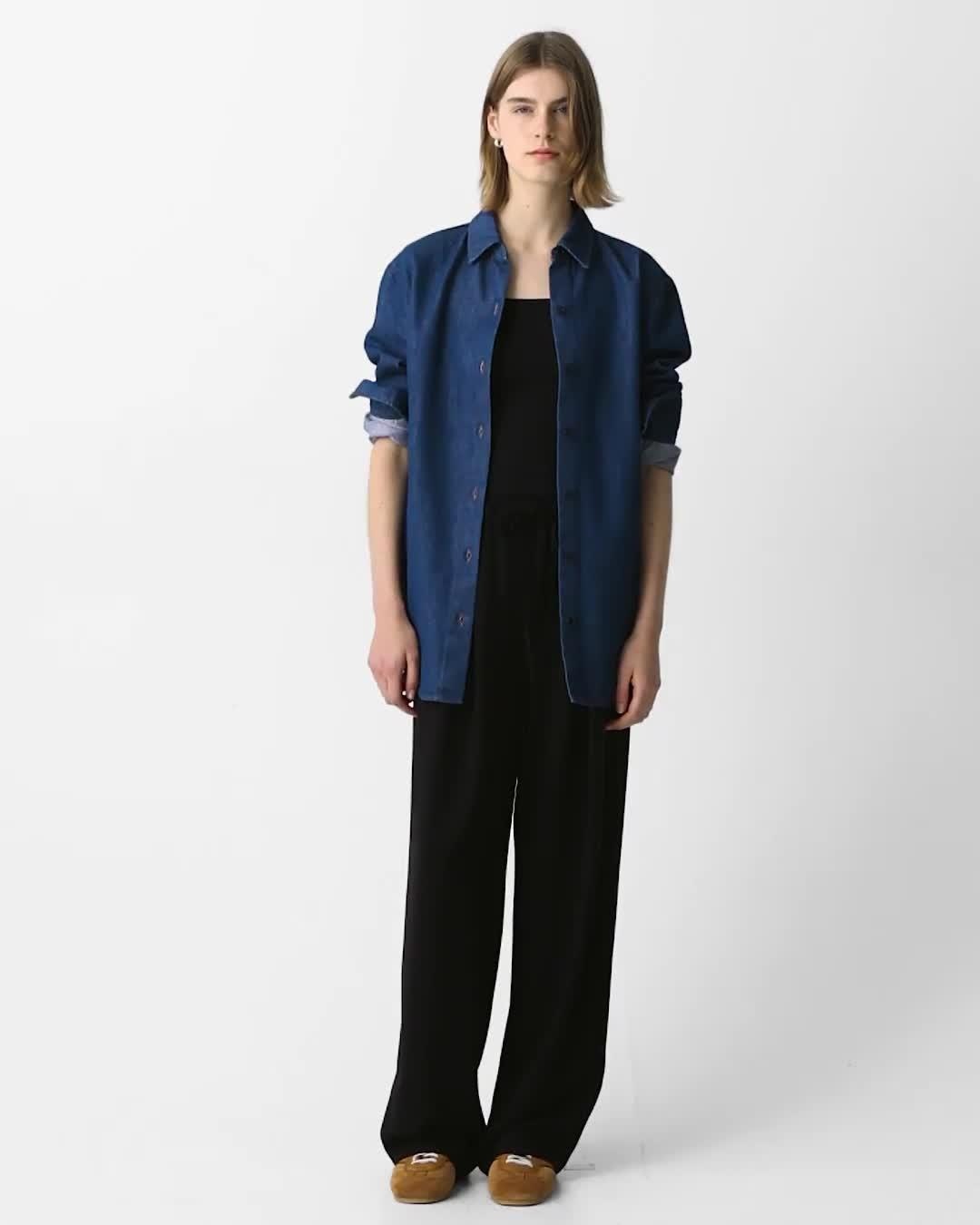 Pleated Pull-On Pant in Admiral Crepe - 6