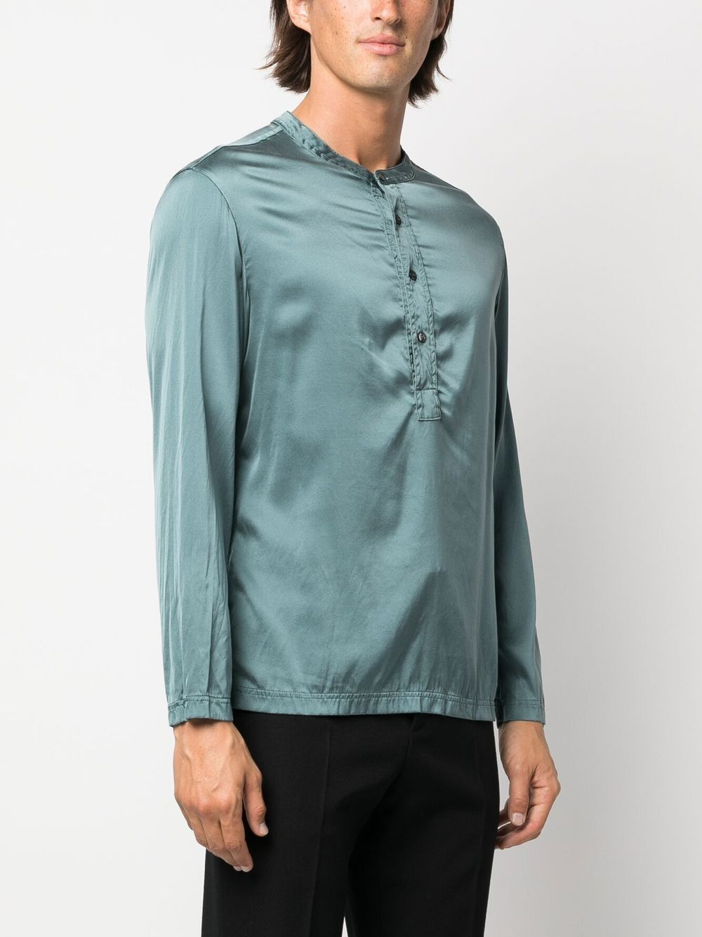 half-button silk shirt - 3