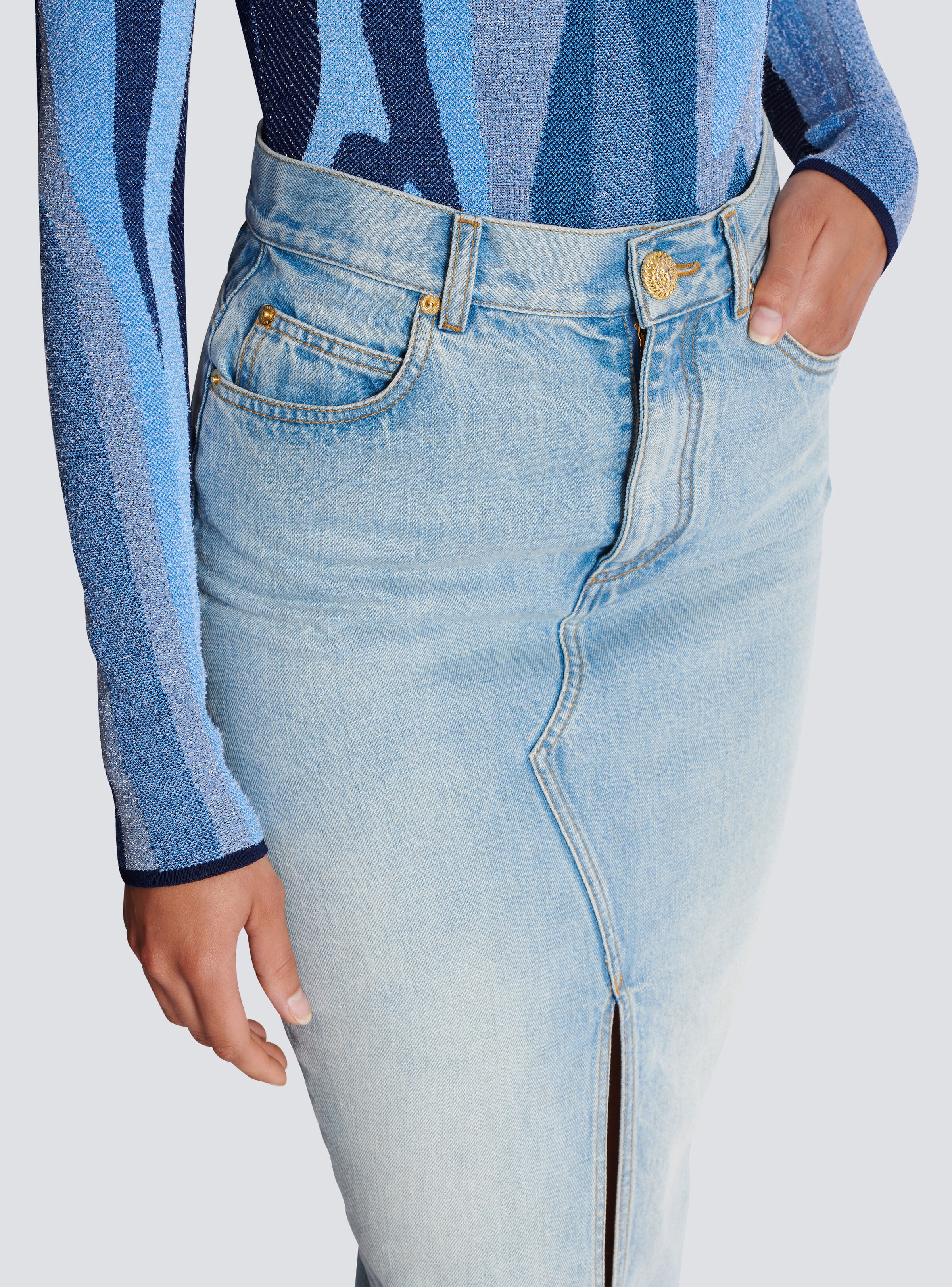 Denim midi skirt - 6