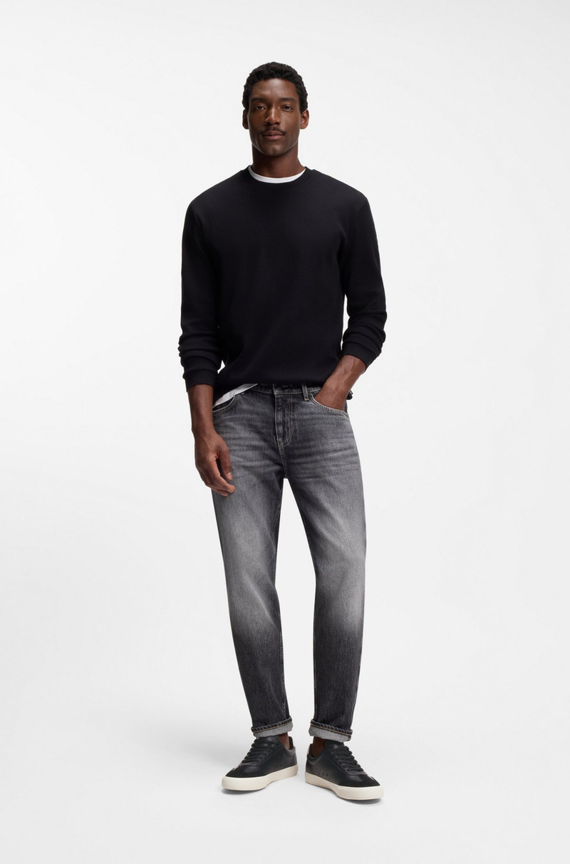 BOSS LEATHER-TRIM TRAINERS IN FAUX LEATHER outlook