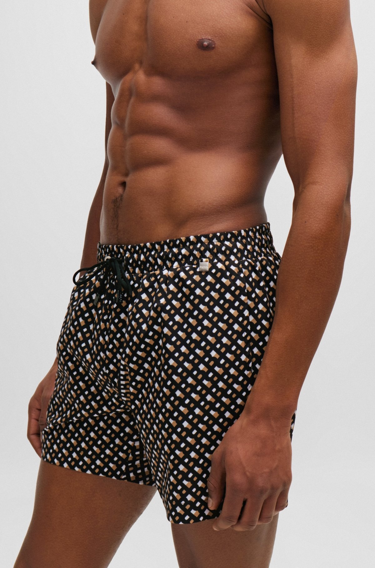 FULLY LINED QUICK-DRY SWIM SHORTS WITH MONOGRAM PRINT - 3