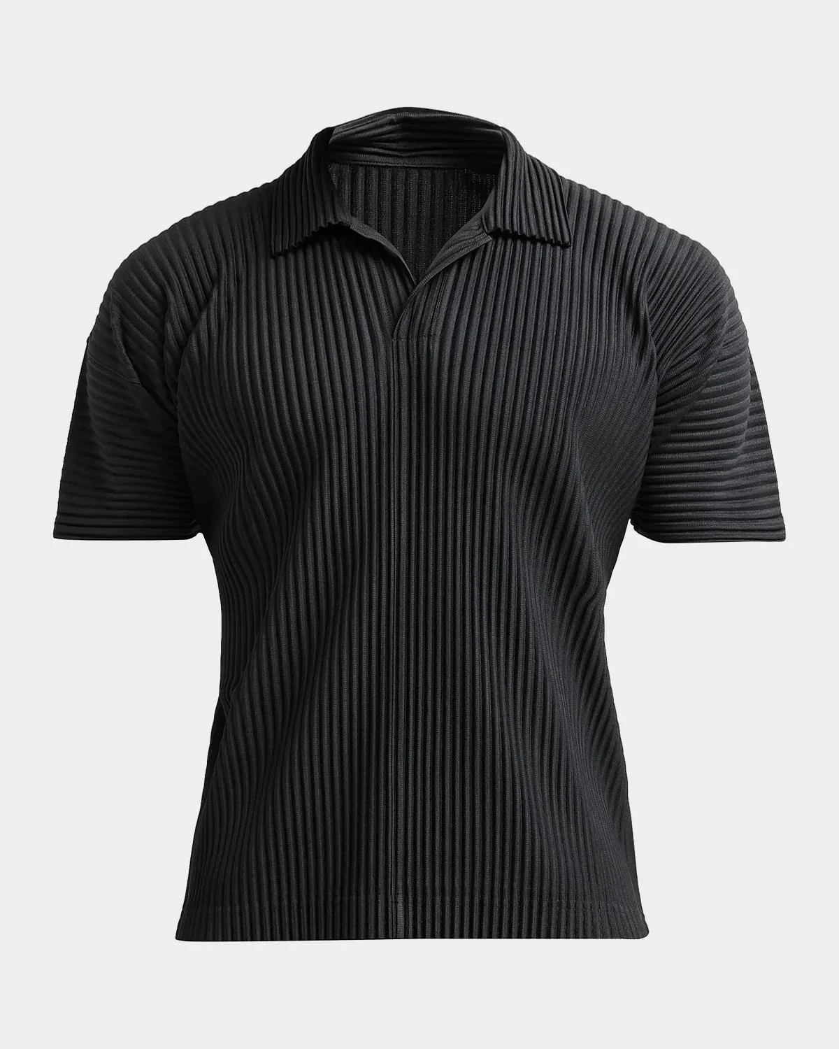 Pleated Knit Polo Shirt - 1