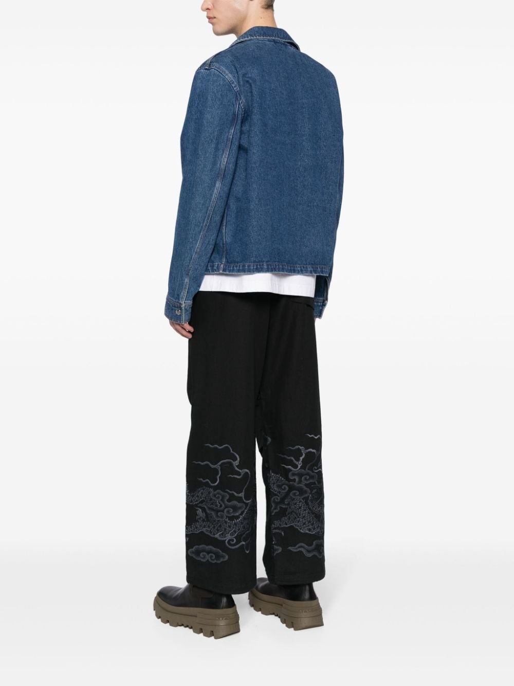 elasticated-waist straight-leg trousers - 2