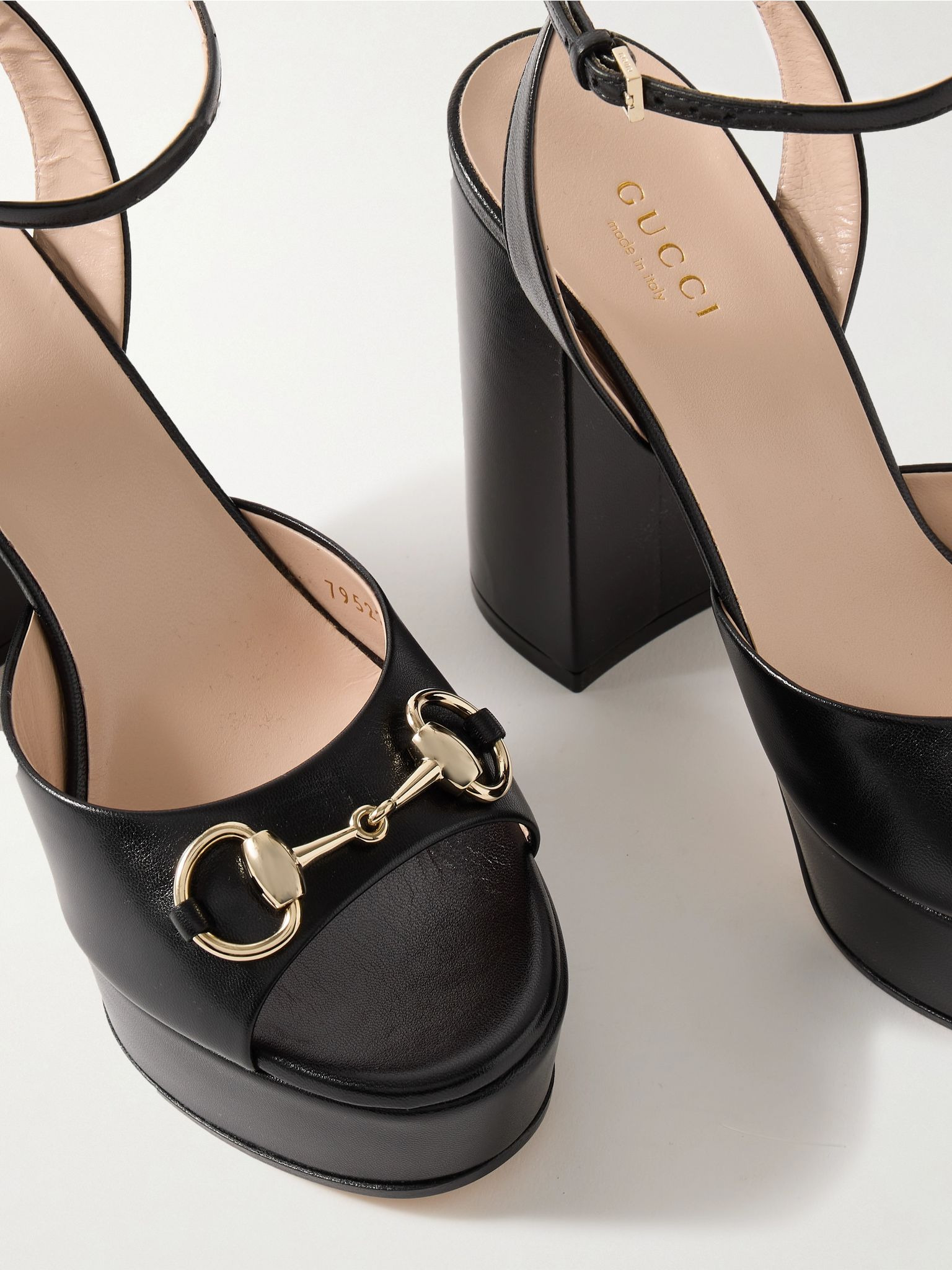 Lady horsebit-detailed leather platform sandals Black - 4