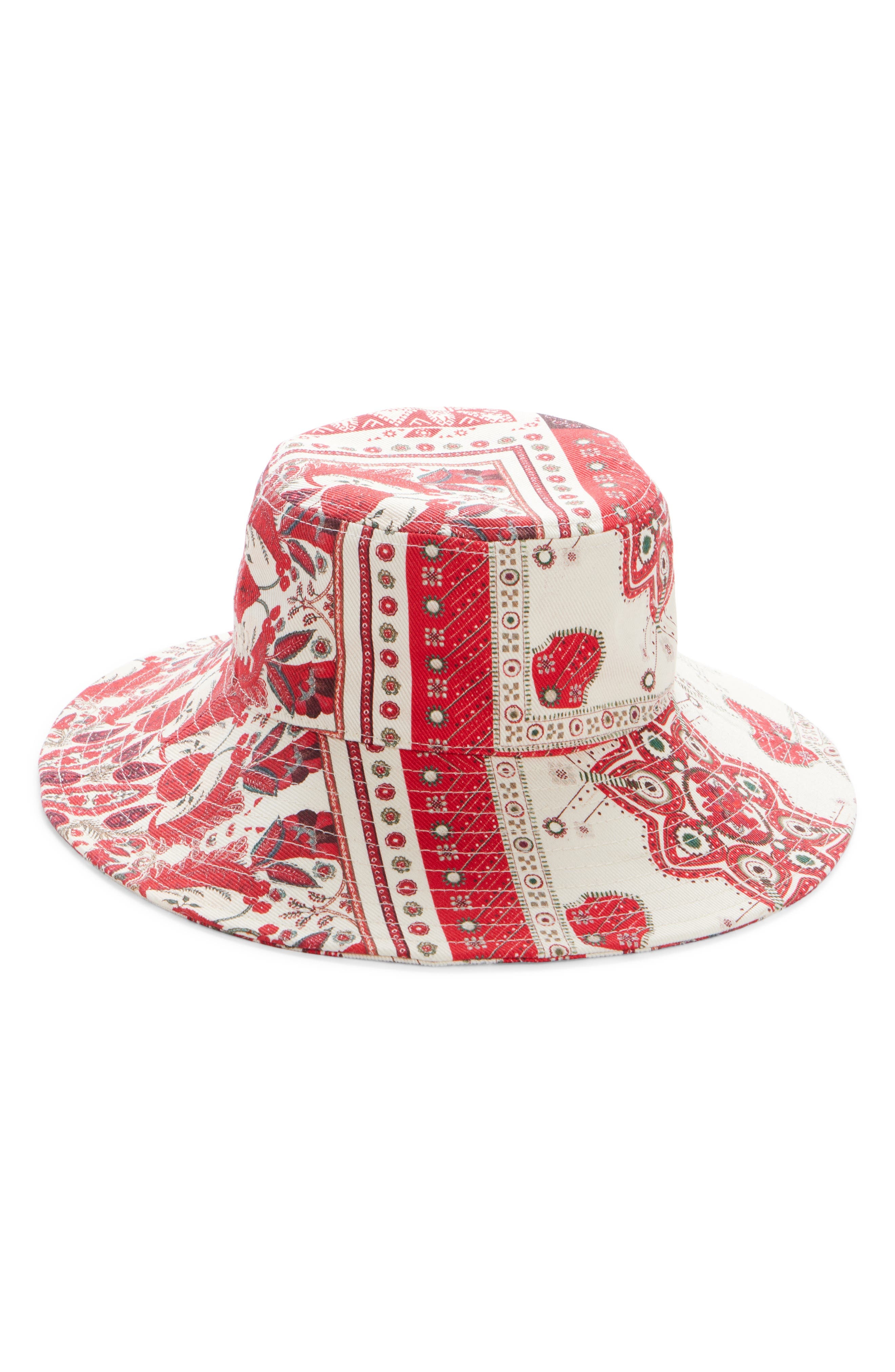 Isabel Marant Delya Pasiley Print Bucket Hat in Red/Ecru at Nordstrom - 2