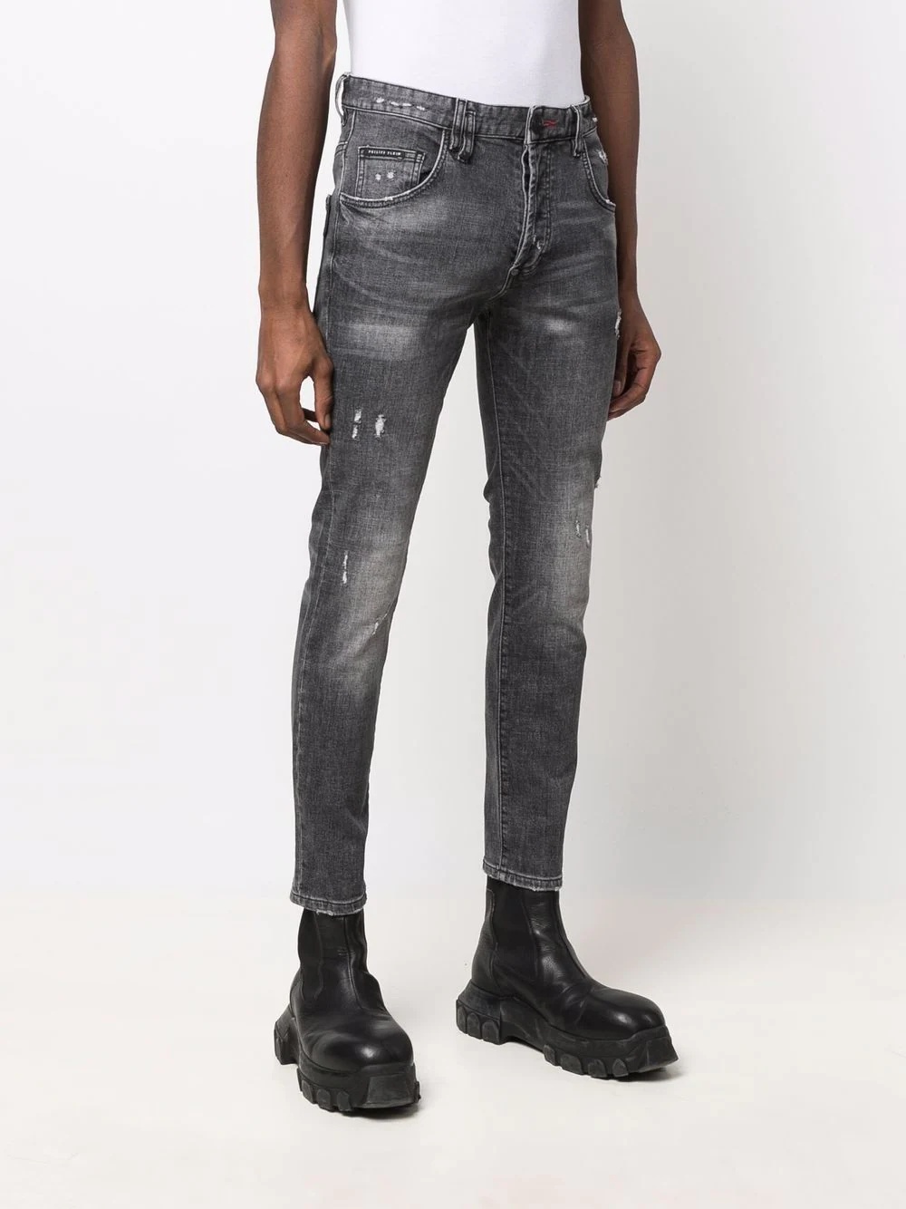 skinny-cut washed jeans - 3