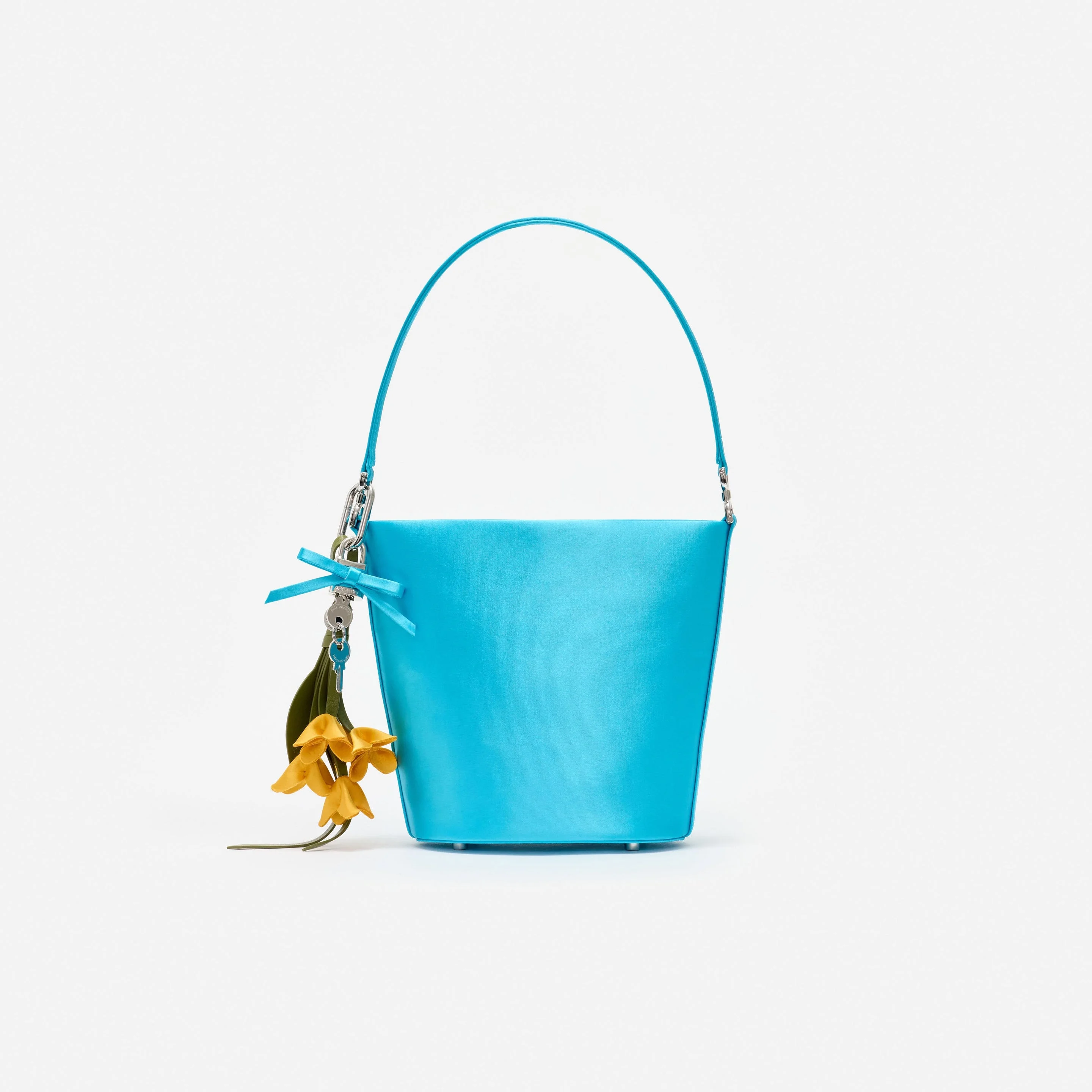 Blue Satin Bucket Bag - 1