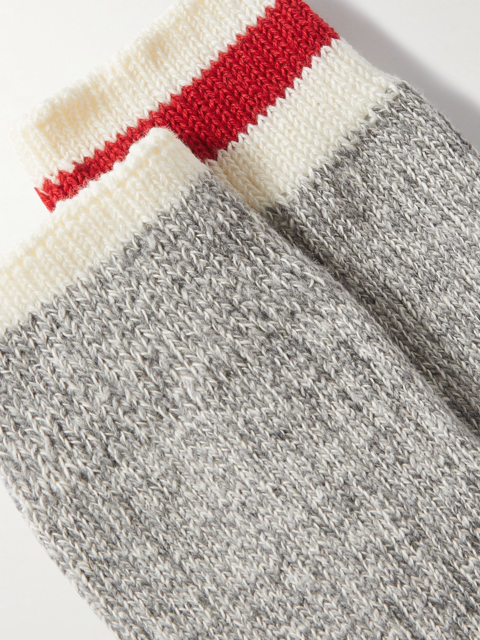 Rag Pack of Two Striped Ribbed Cotton-Blend Socks Gray - 2