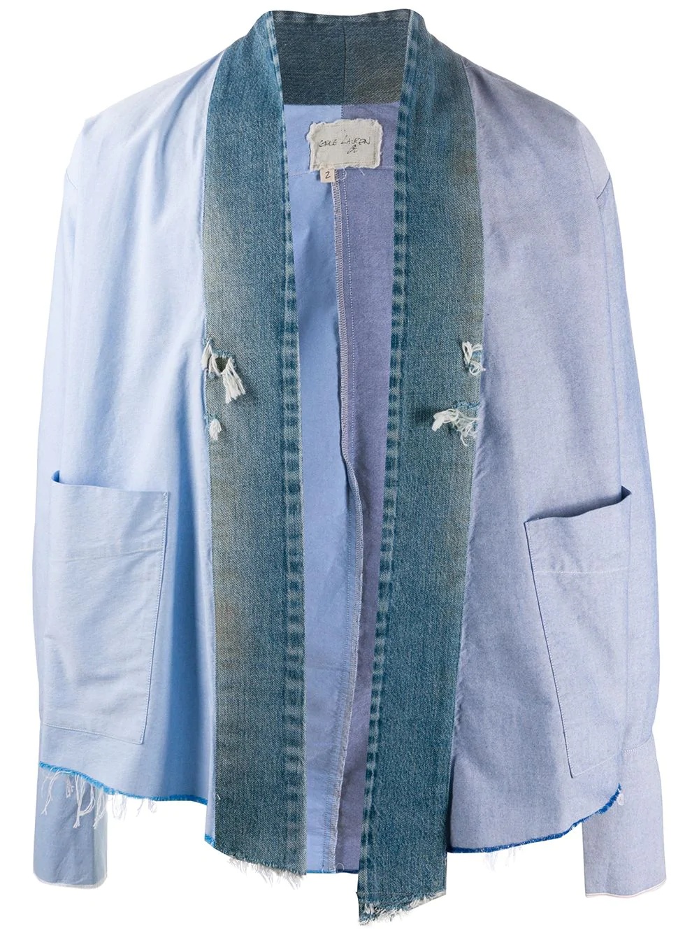 denim trim jacket - 1