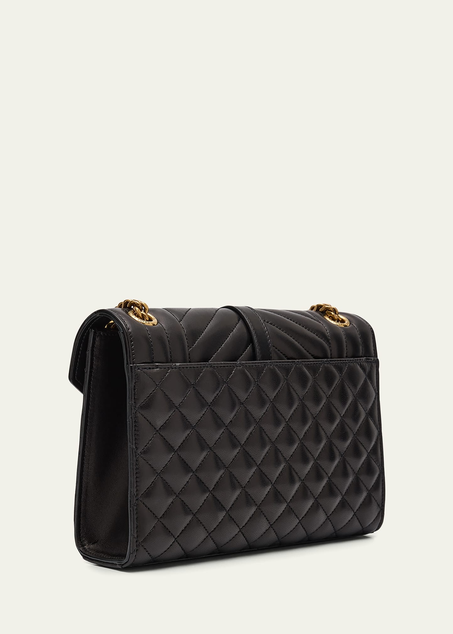 Envelope Triquilt Medium YSL Shoulder Bag in Smooth Quilted Leather - 3