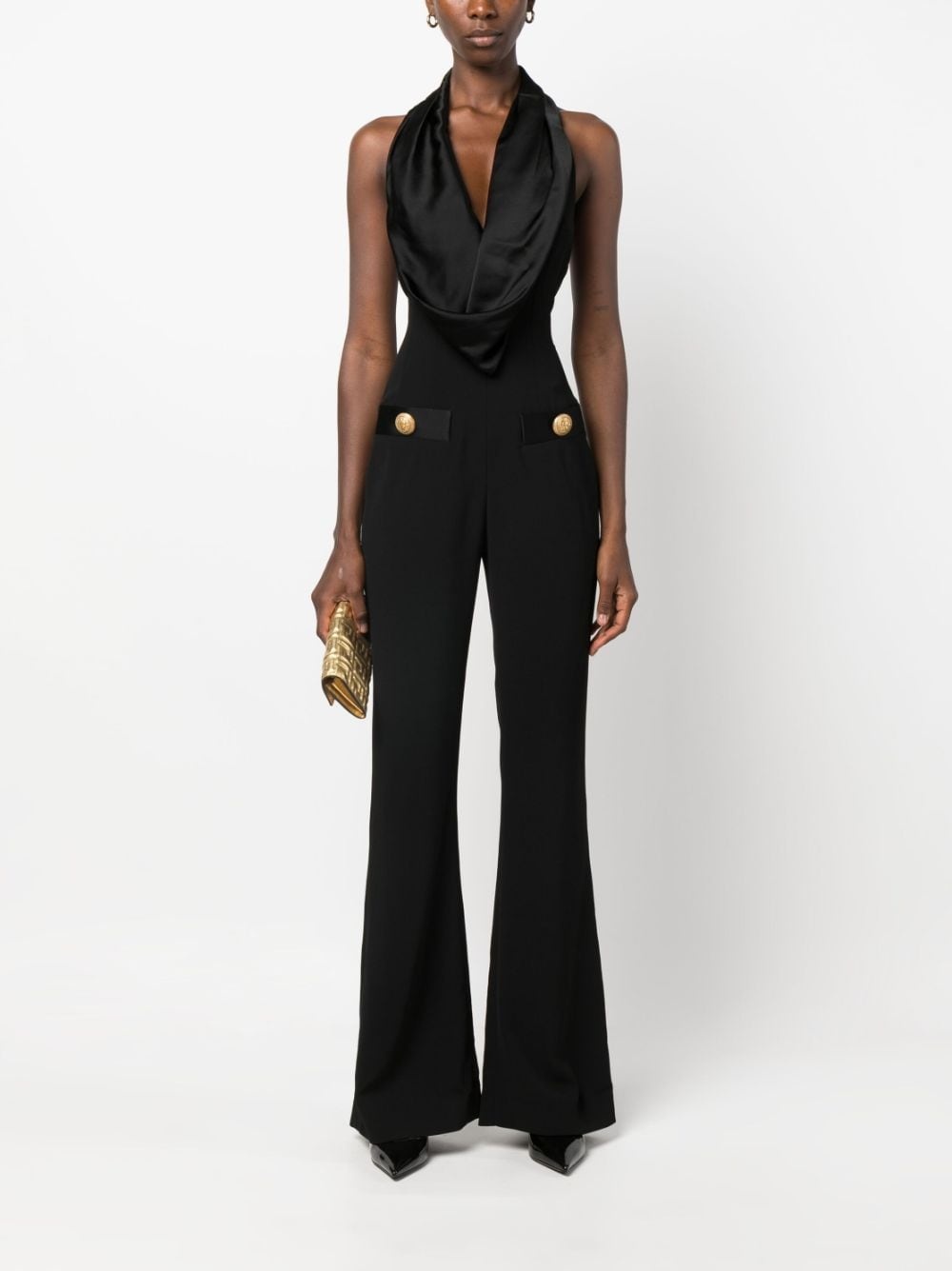 Cowl neck crepe flare jumpsuit - 4