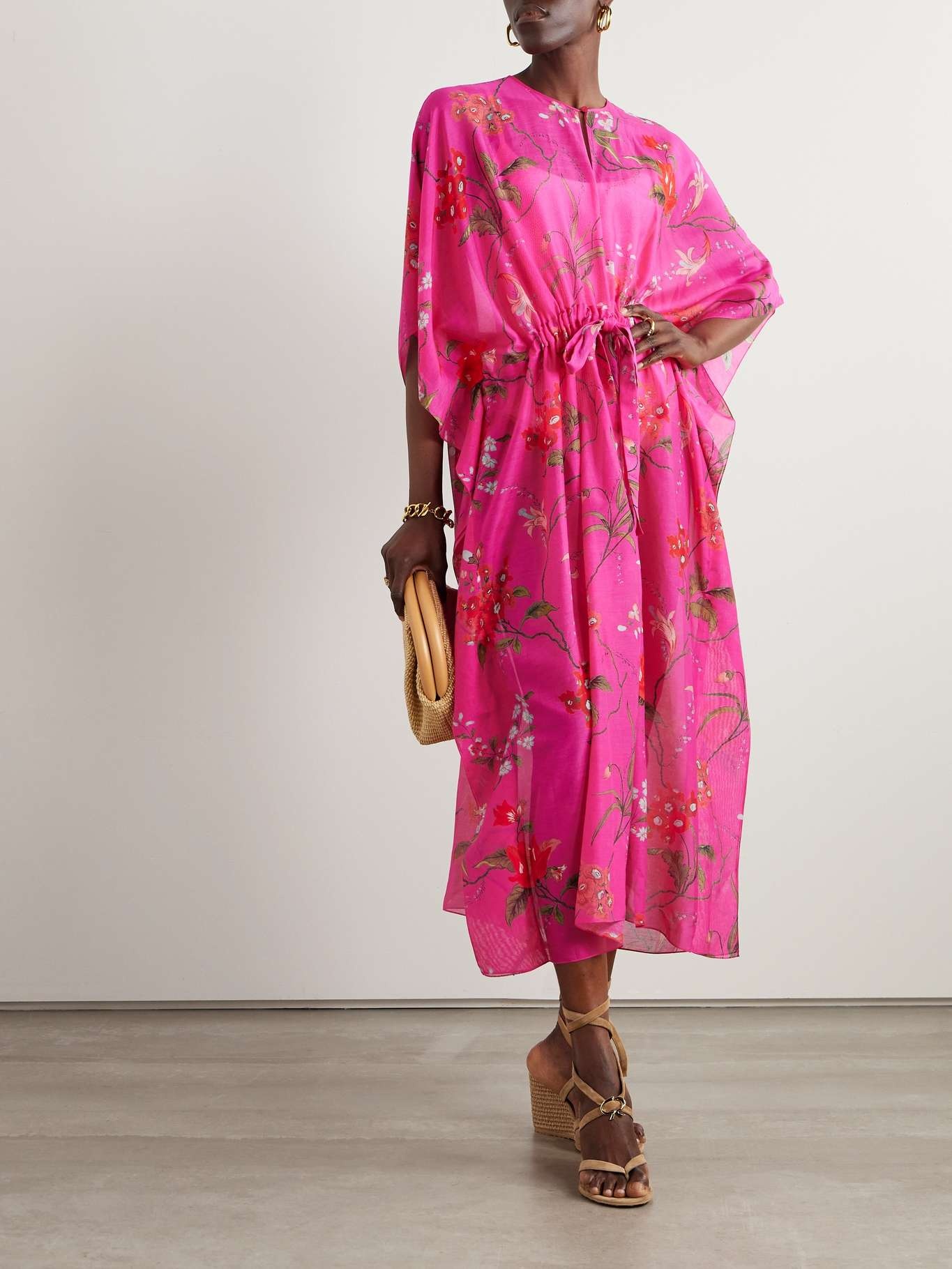 Floral-print belted cotton-voile maxi dress - 2