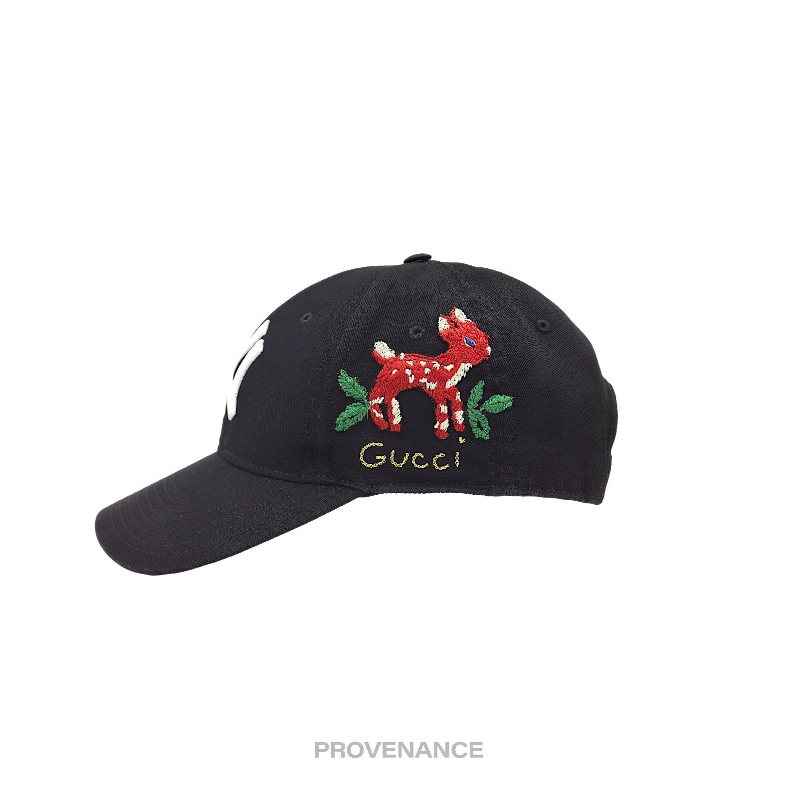 Gucci x NY Yankees Embroidered Hat Cap - Black Deer Bambi - 5