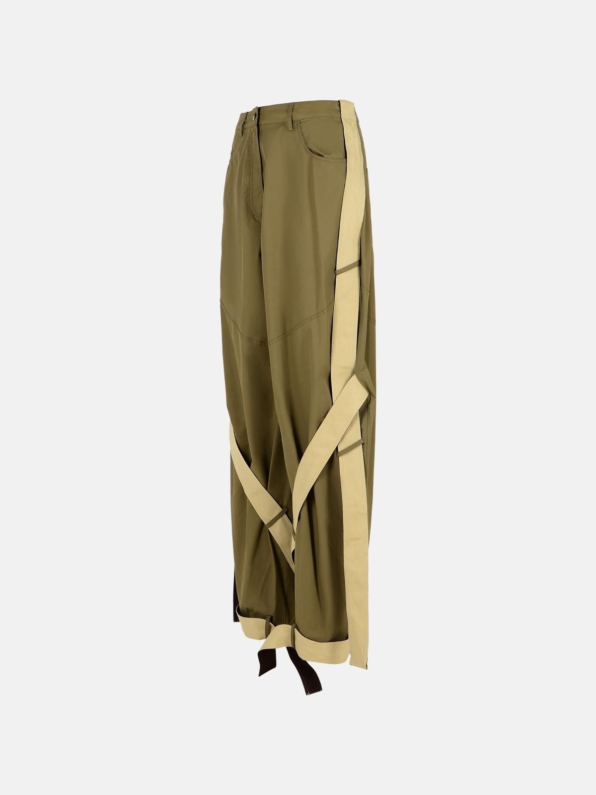 GREEN COTTON BLEND PANTS - 2