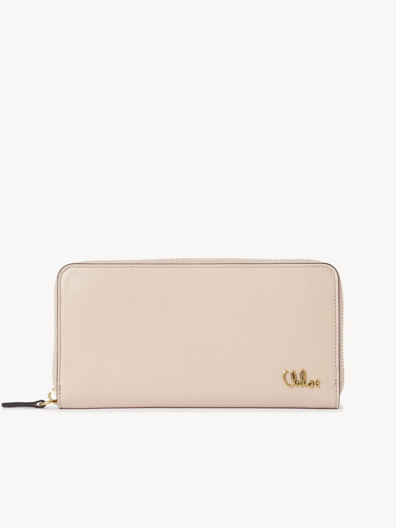 CHLOÉ ICONIC ZIPPED LONG WALLET IN SHINY LEATHER 1