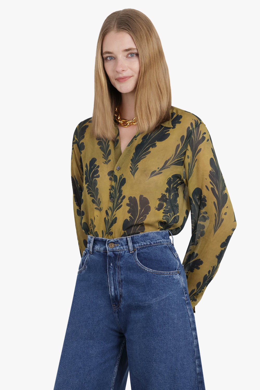 CELDON FLORAL PRINT SHIRT | OCRA/BLACK - 7
