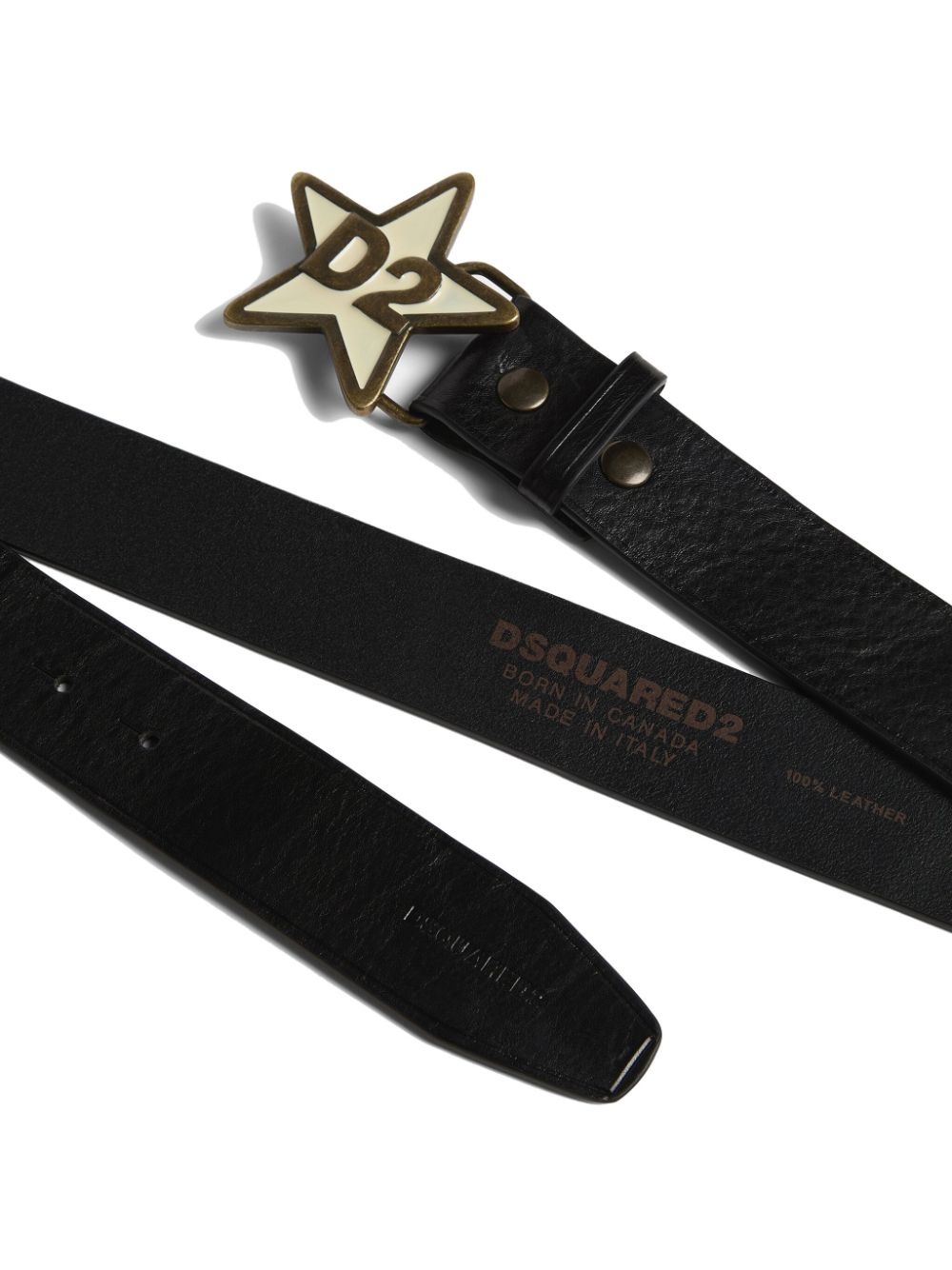 logo-engraved buckle leather belt - 2