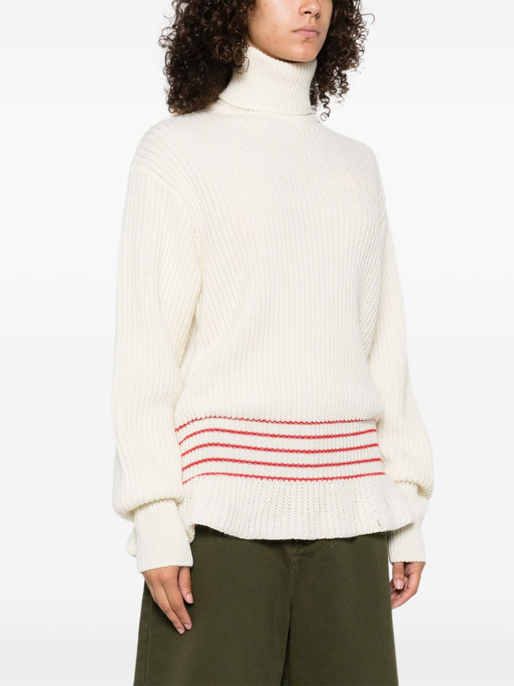 ribbed turtleneck stripe-detail sweater - 3