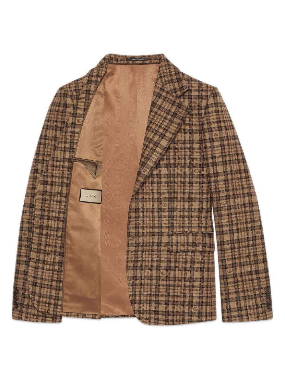 Double G-logo check-pattern blazer - 7