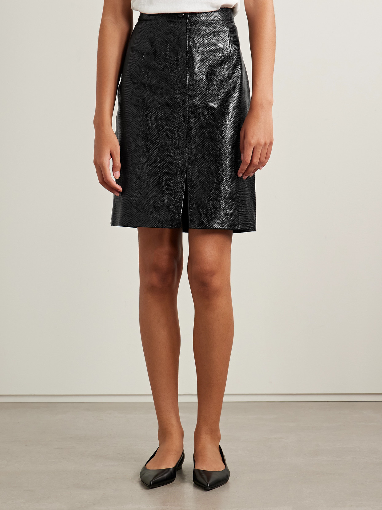 Popeye Snake-effect Leather Skirt - 4