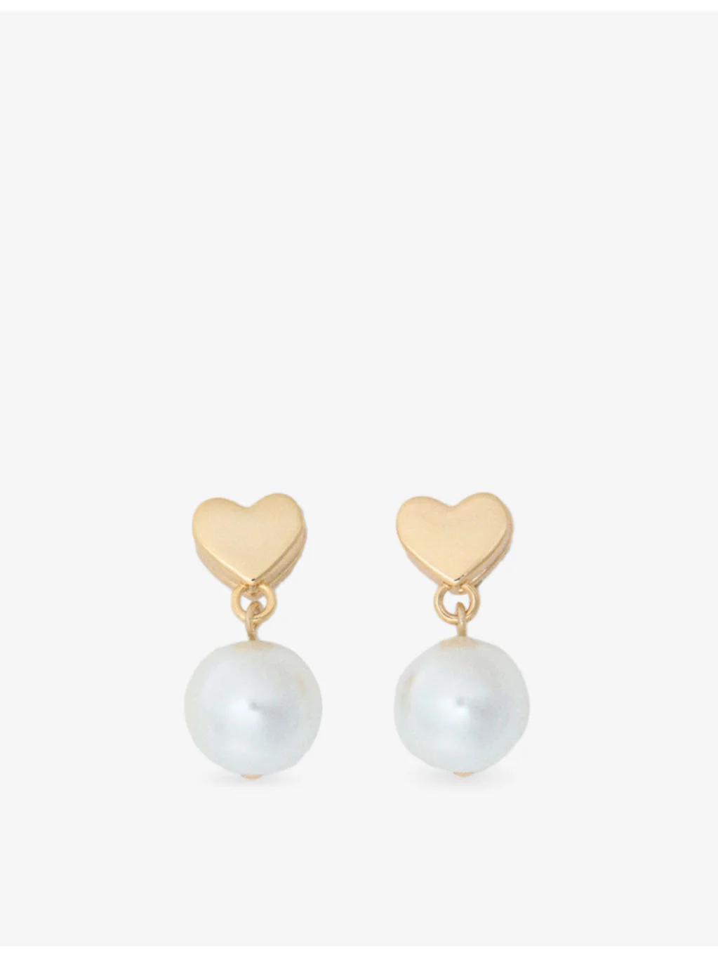Heart Brass And Faux-Pearl Drop Earrings - 1