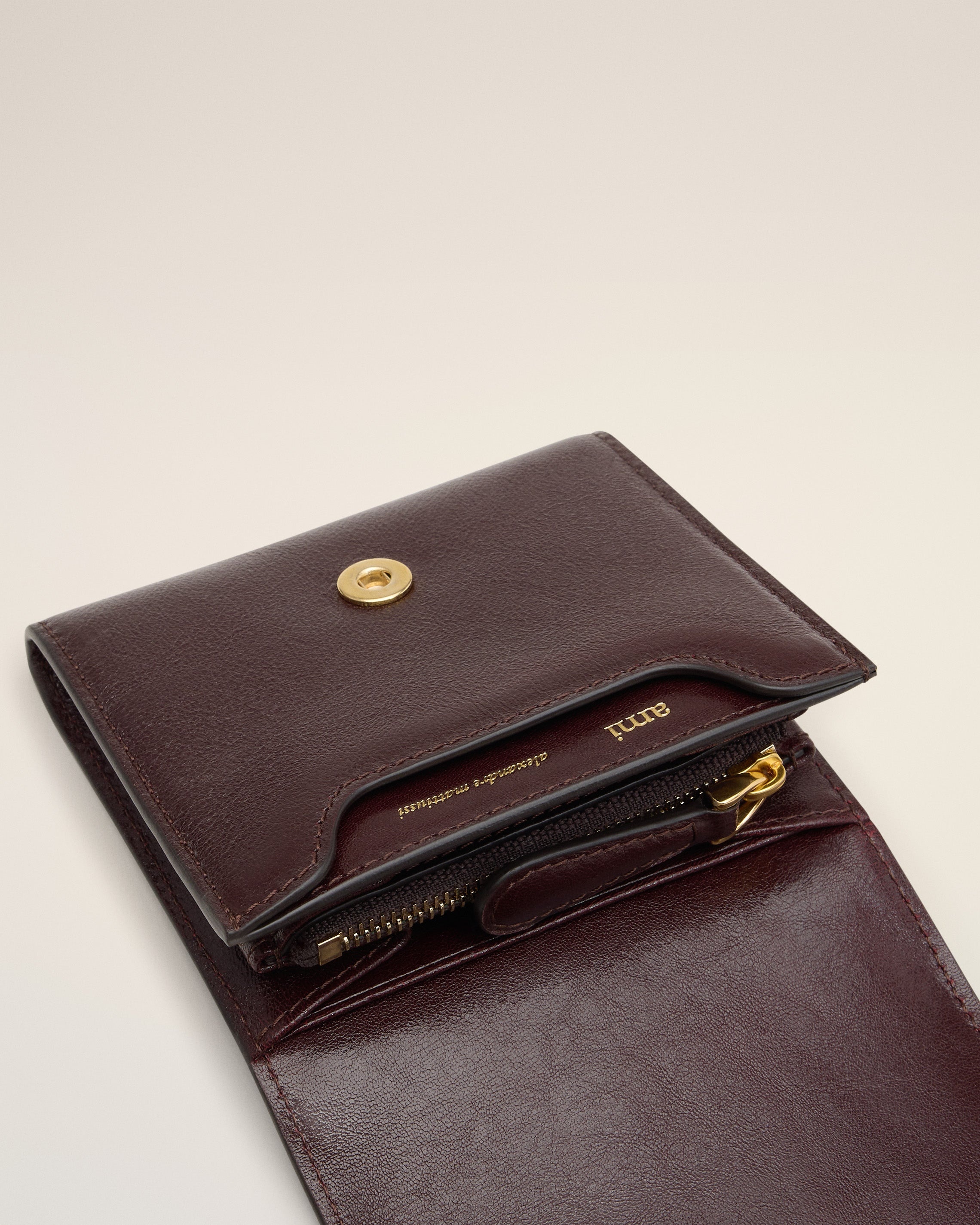 BURGUNDY LEATHER PARIS PARIS COMPACT WALLET - 3