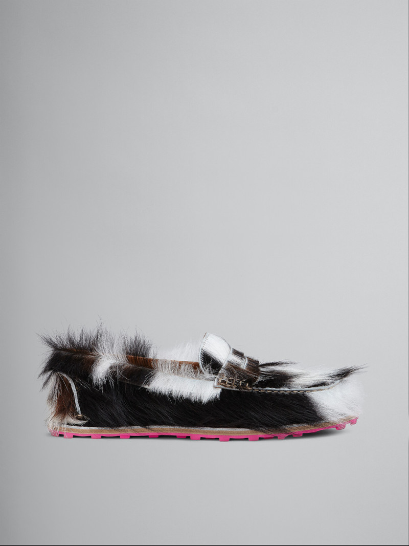 SPOTTED LONG CALF HAIR MOCCASIN 1