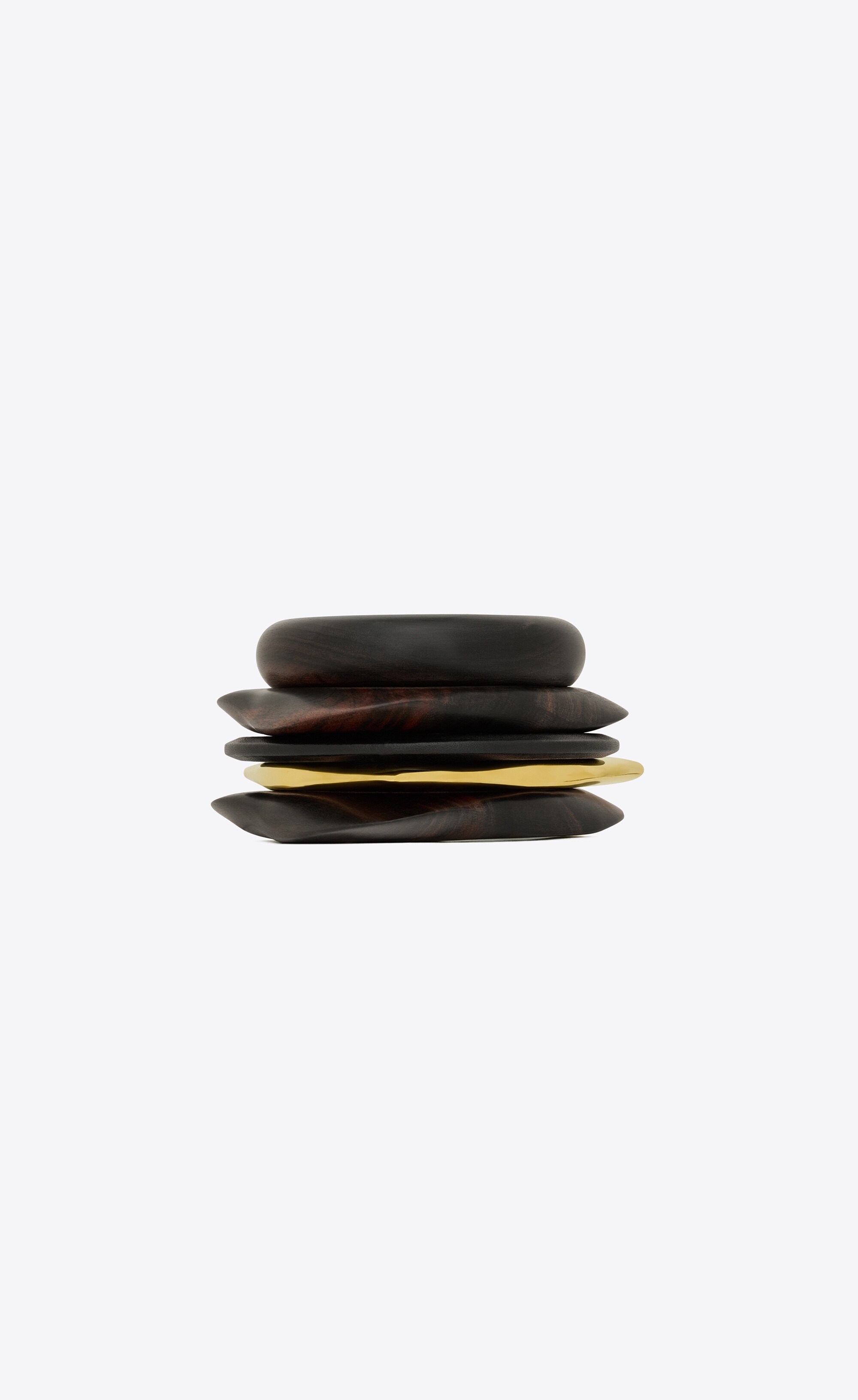 oversize bangle in wood, bamboo and metal - 4