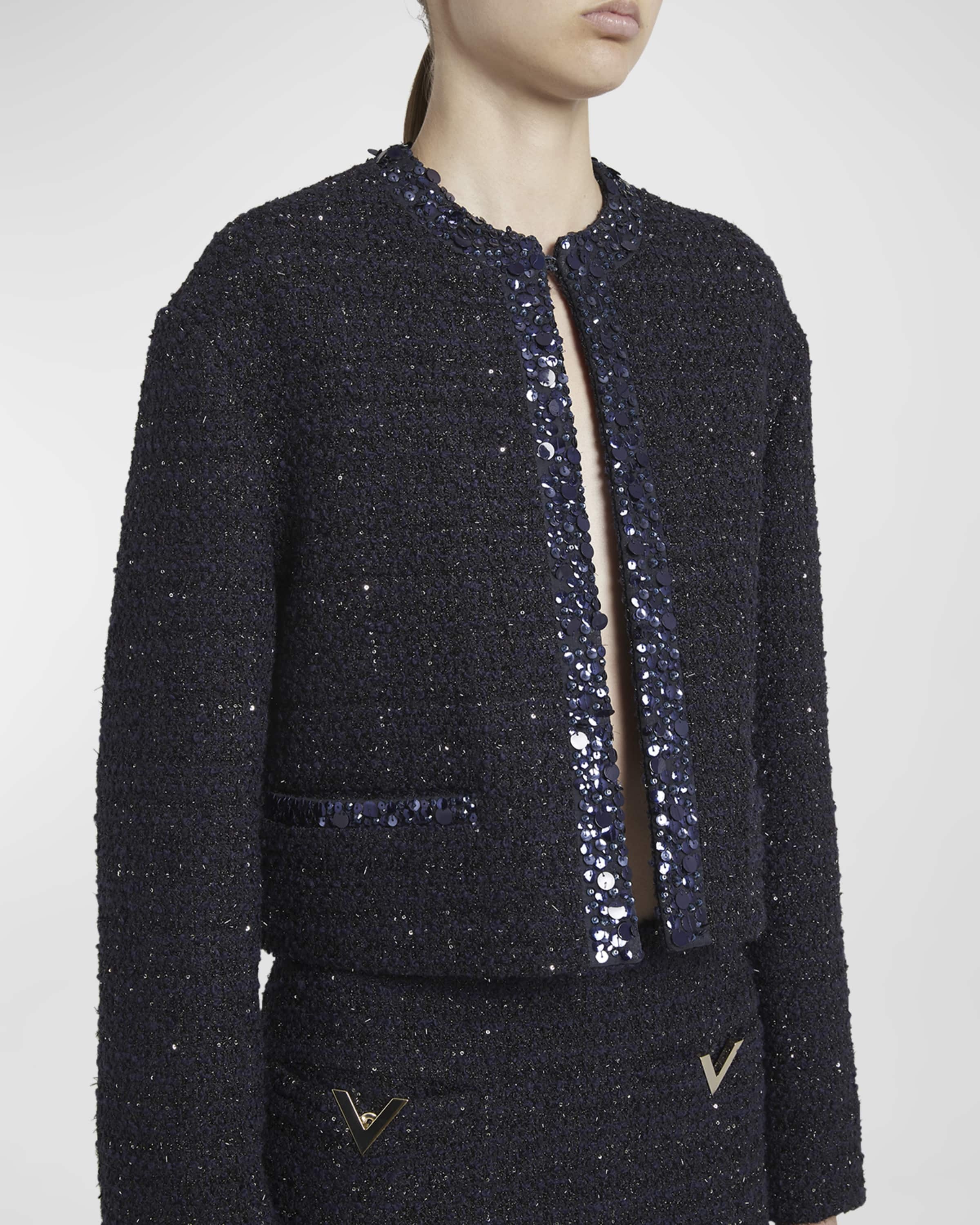 Sequin-Embroidered Metallic Glaze Tweed Jacket - 6