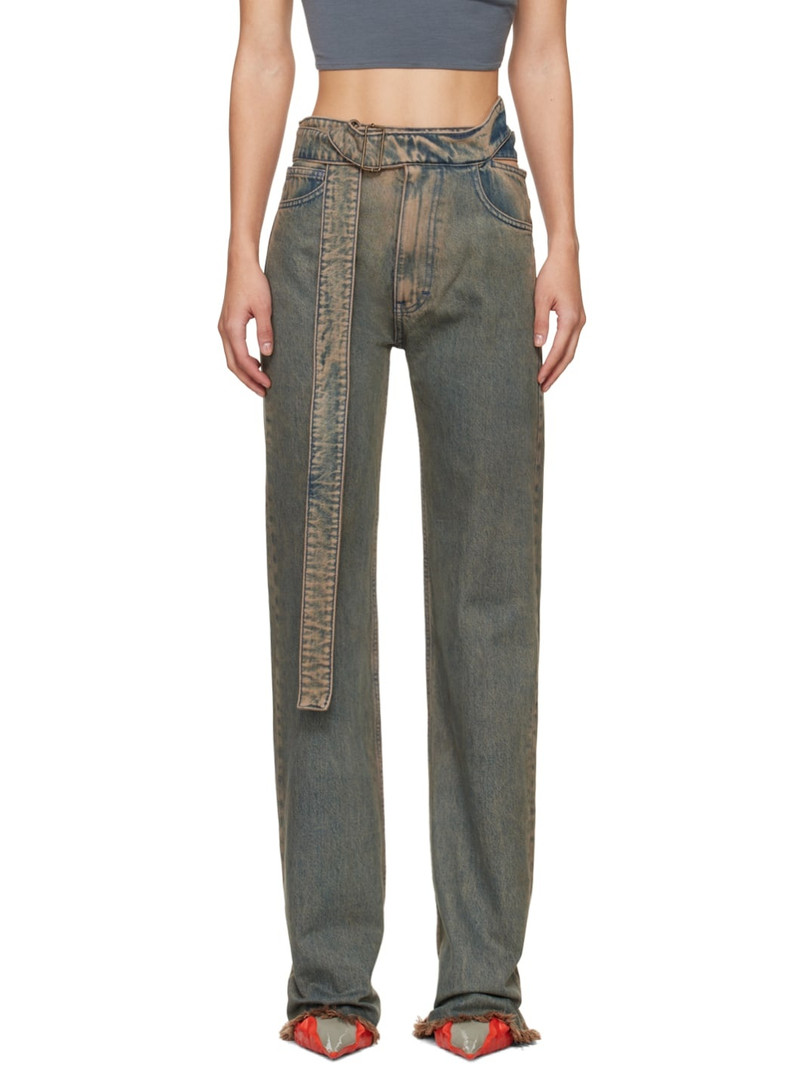 Gray Wrap Belt Jeans 1