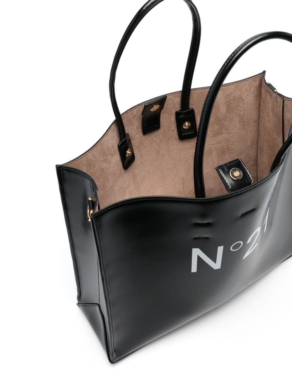 logo-print leather tote bag - 5