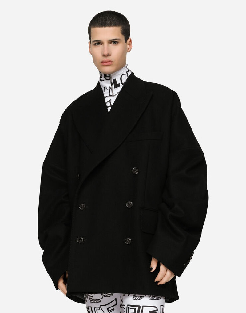 Double-breasted technical wool pea coat 4
