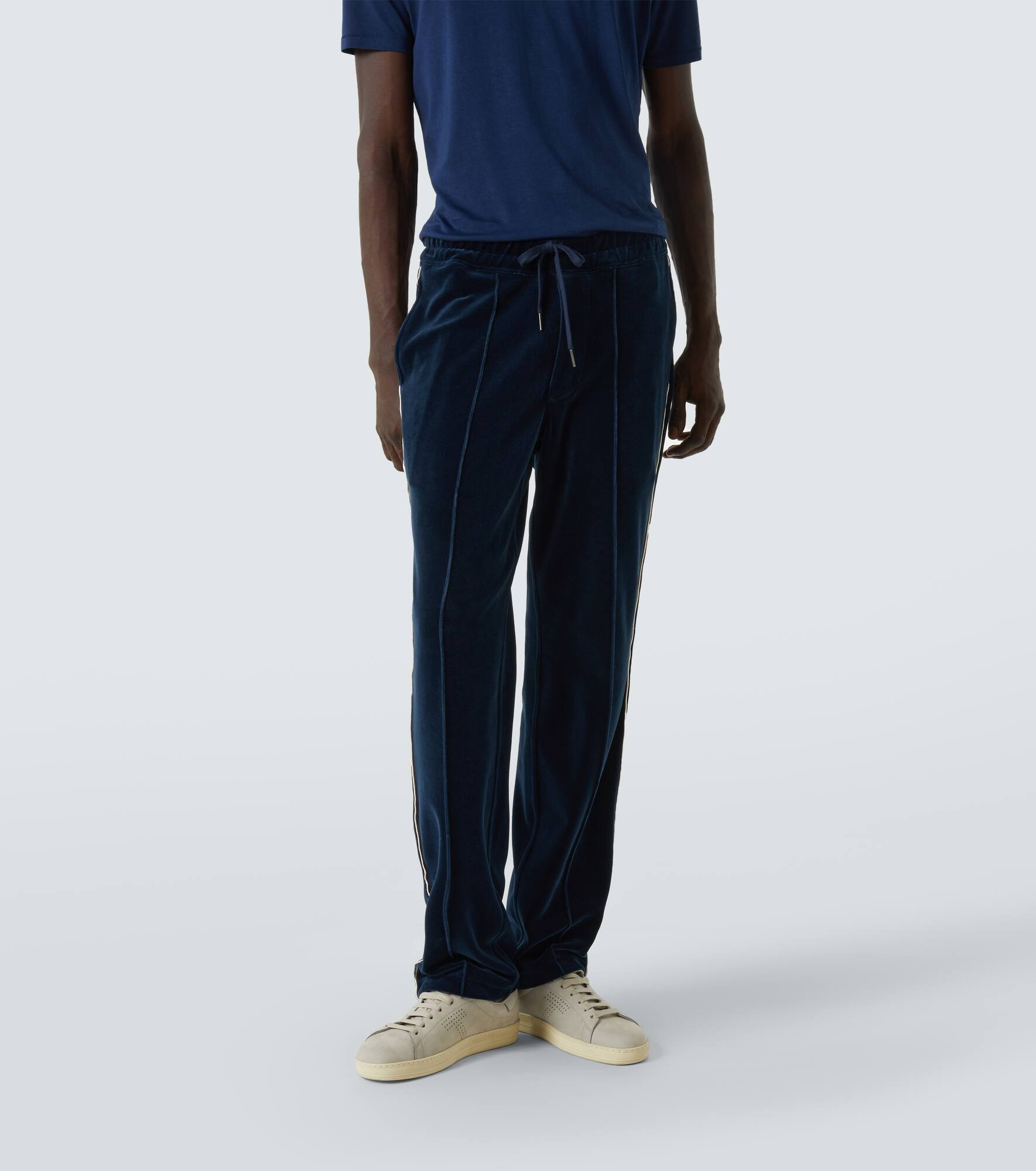 Cotton-blend velour track pants - 3
