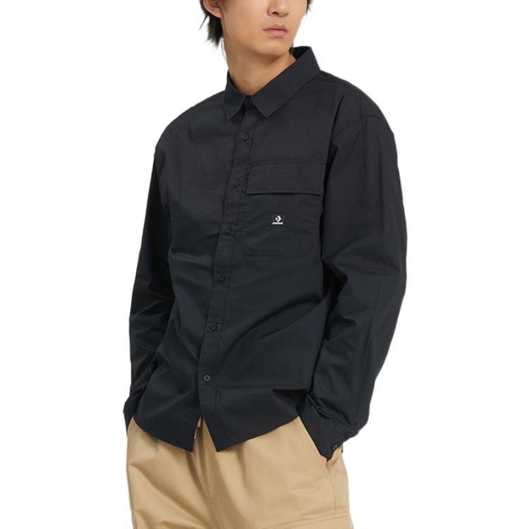 Converse Woven Long Sleeve Button Down Shirt 'Black' 10023803-A01 - 4