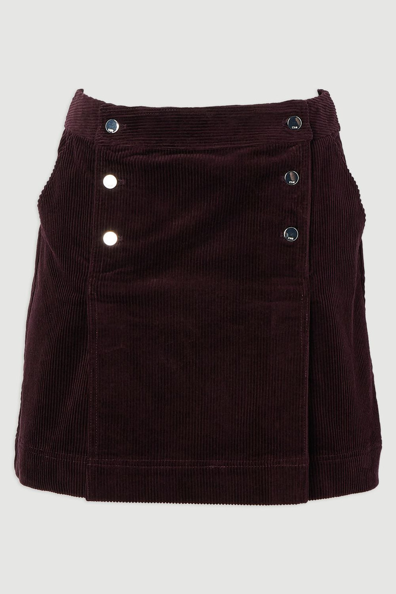 Cord Button Pleat Detail Mini Skirt 4