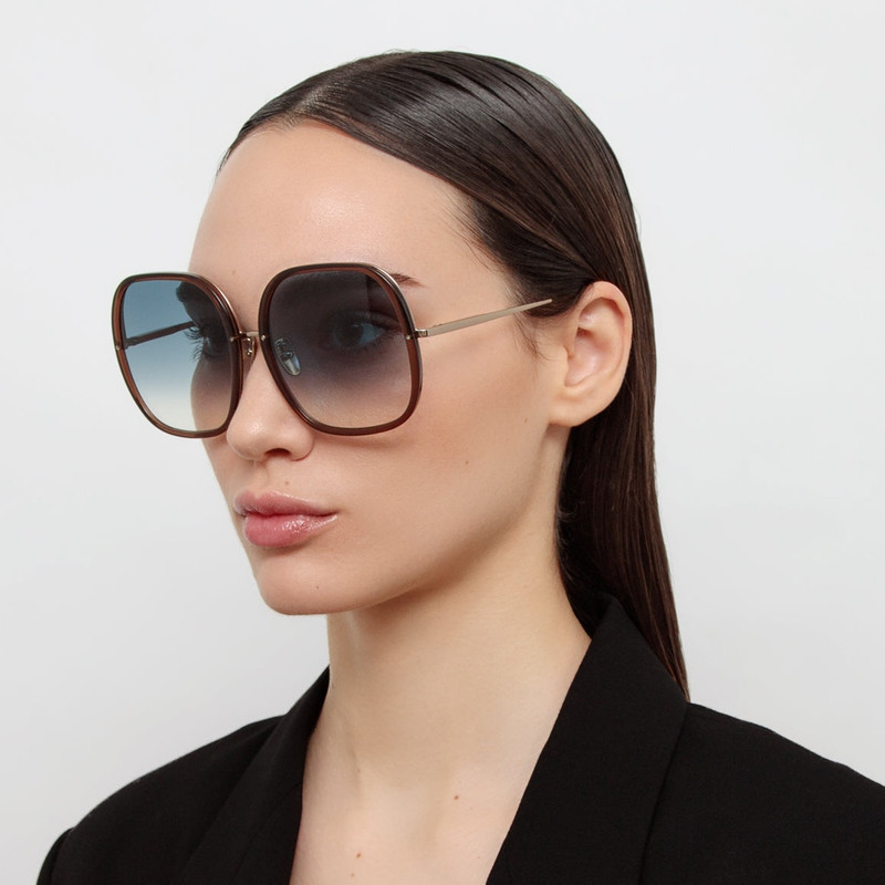 LINDA FARROW Celia Sunglasses in Brown outlook
