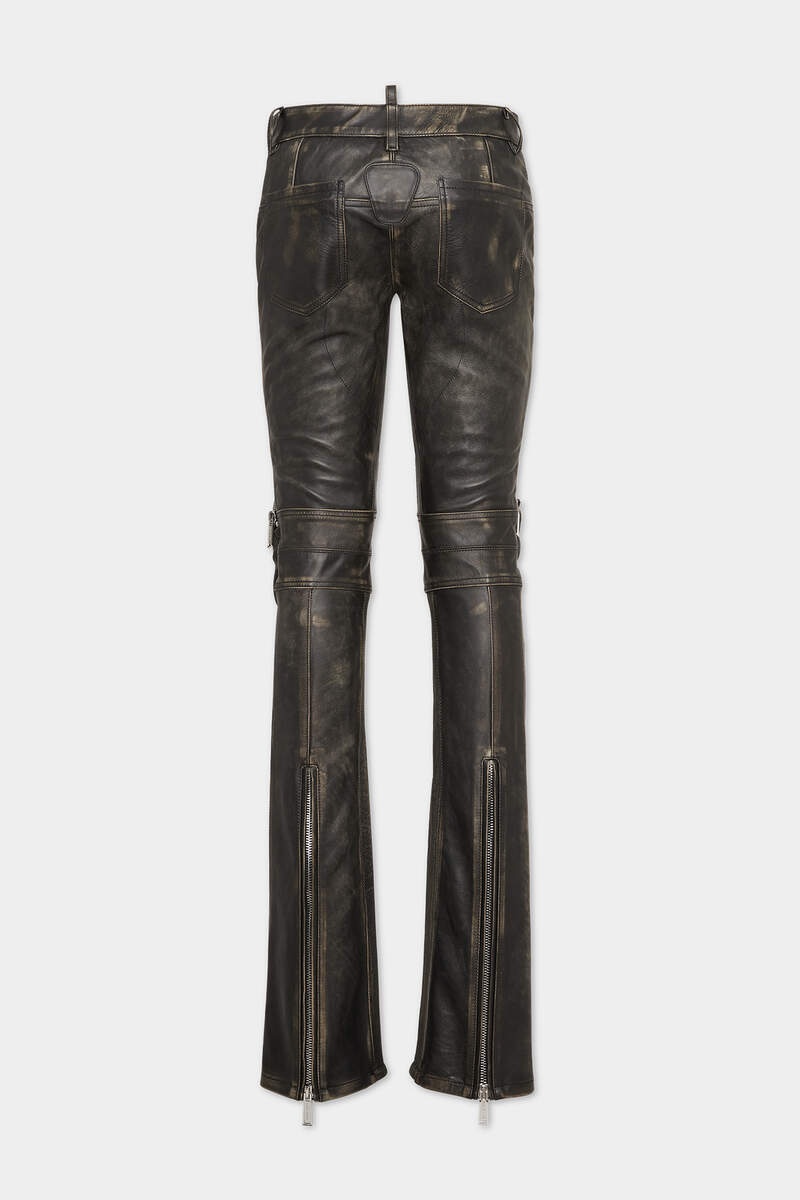 DISTRESSED LEATHER BIKER PANTS - 2