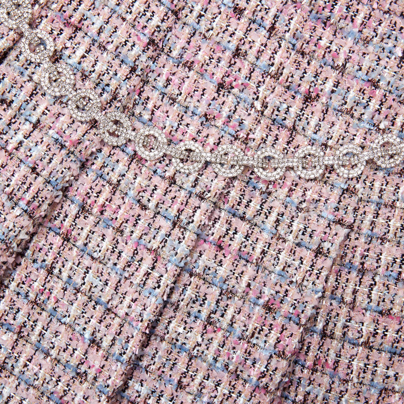 Pink Boucle Crystal Belt Mini Skirt 5