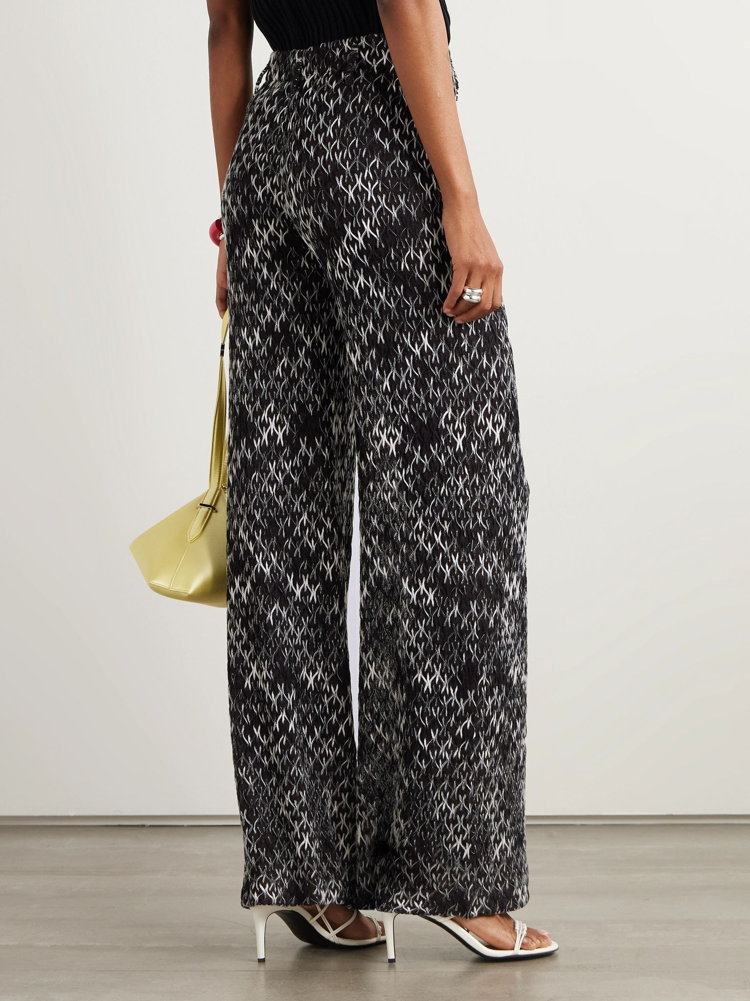 Crochet-knit space-dyed wool-blend wide-leg pants Dark brown - 3