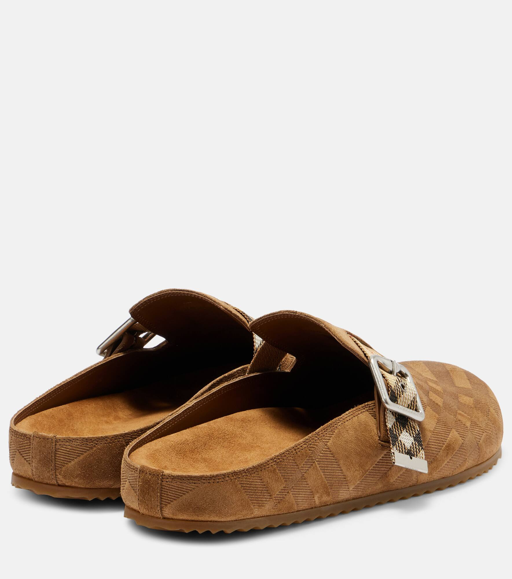 Checked suede clogs - 2