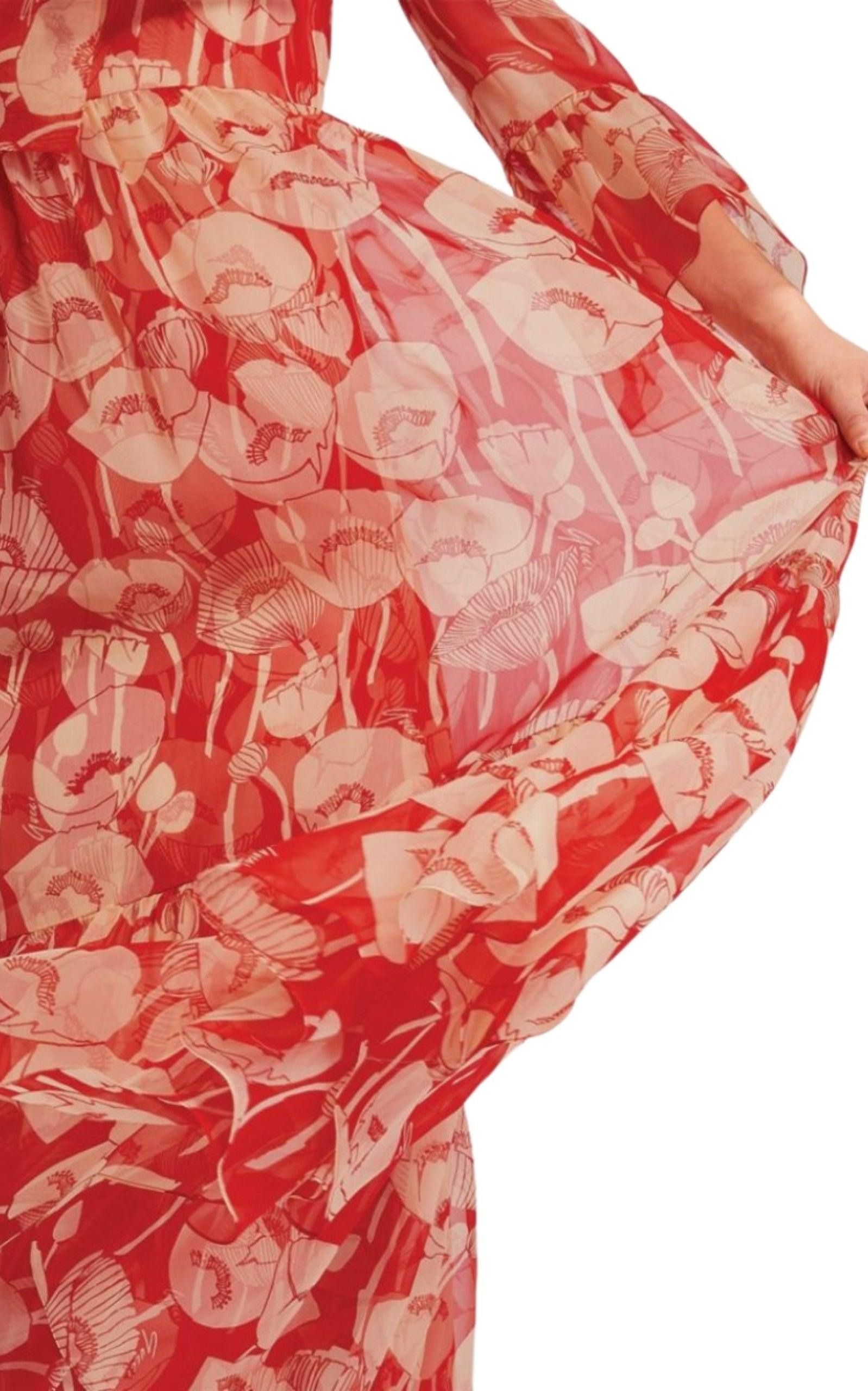 Poppy Silk Organza Maxi Dress - 6